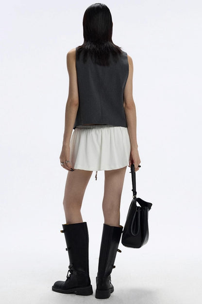 Drawstring Stripe Skirt