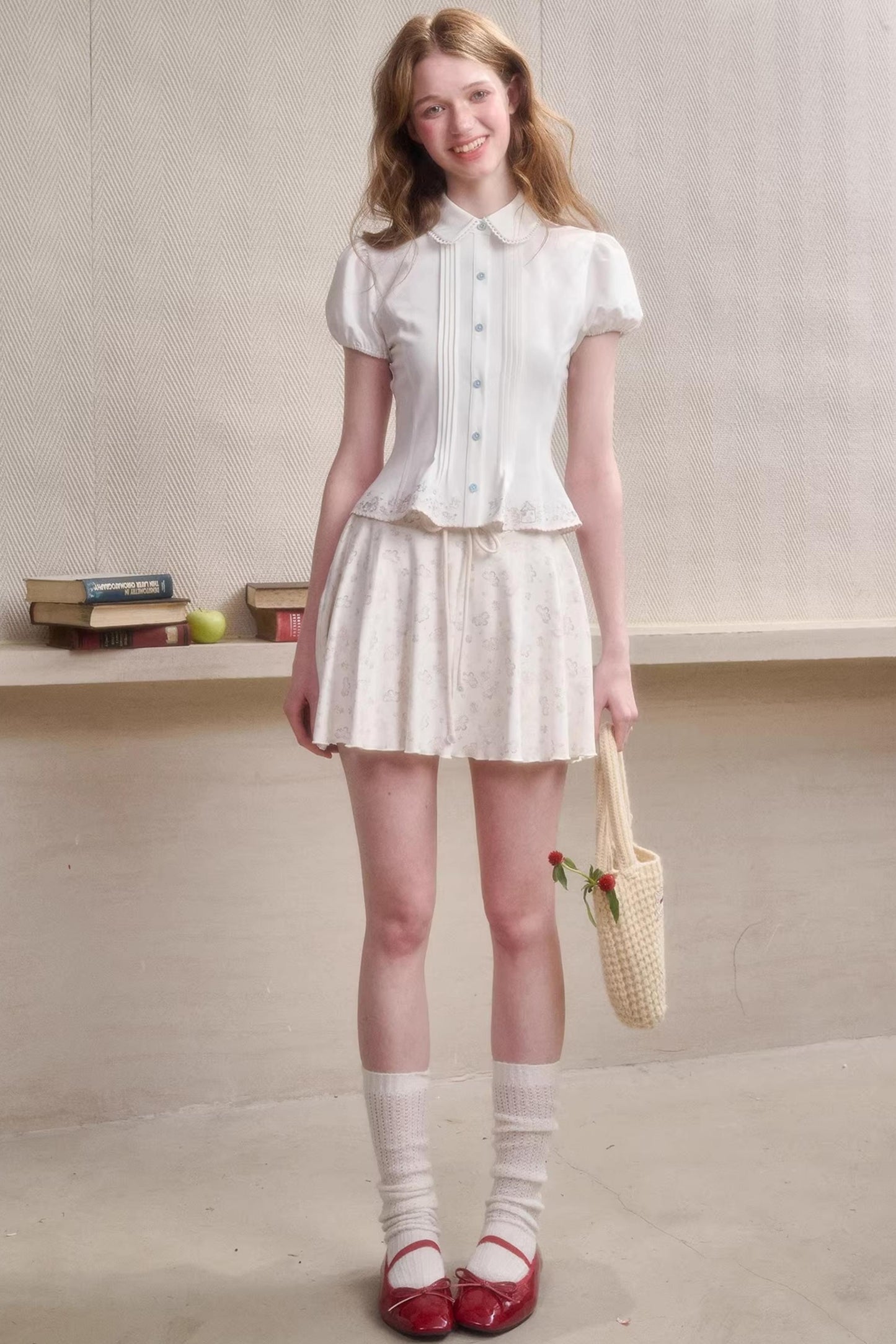 Handmade Embroidered Doll Collar Shirt