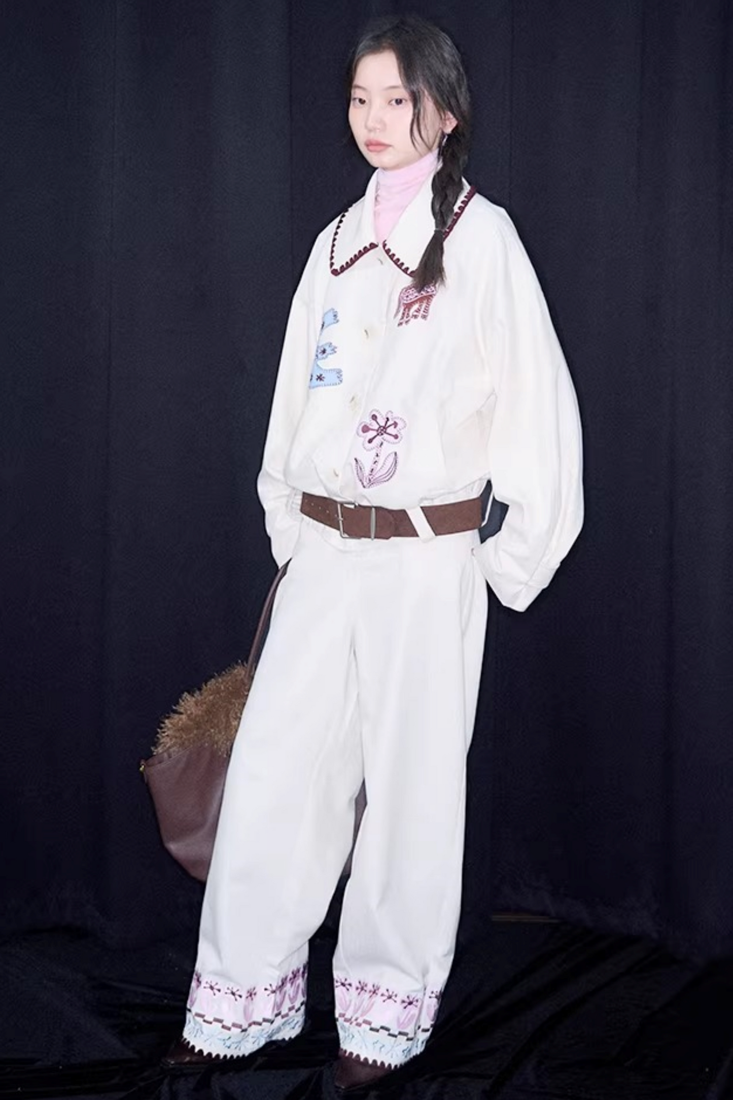 Horse Embroidery Linen Jacket Set