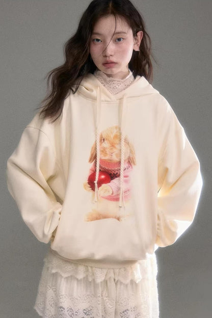 Apple Rabbit 후드 티셔츠