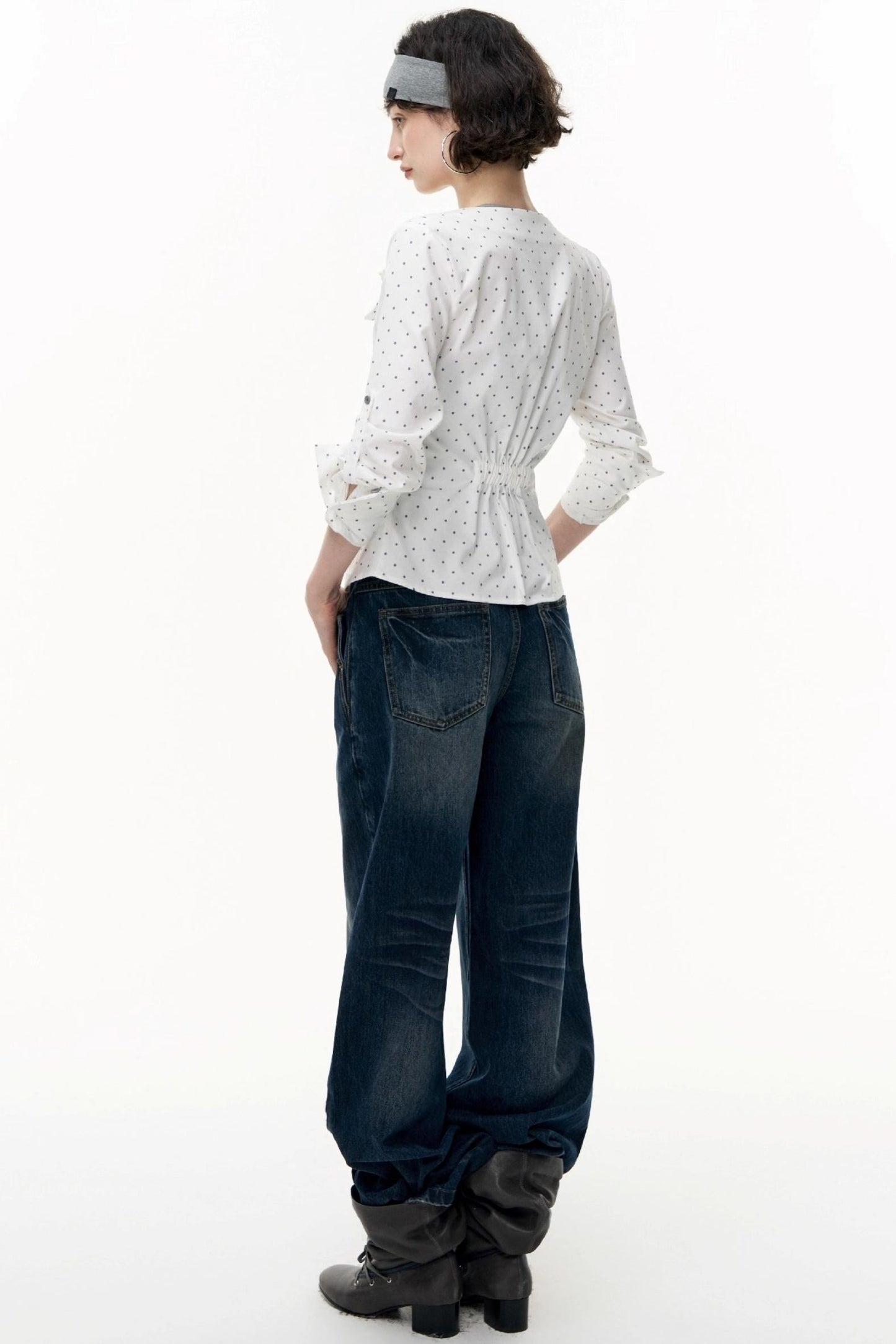 Retro Polka Dot Long Sleeve Shirt