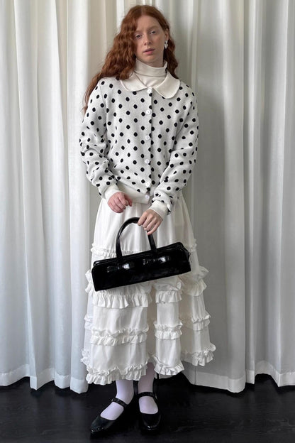 Polka Dot Doll Collar Knitted Cardigan