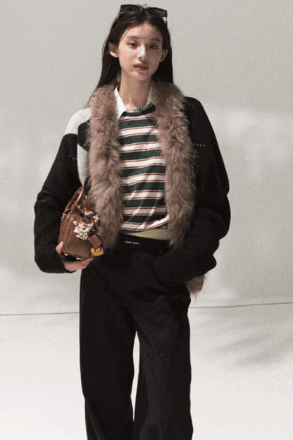 Contrasting Striped Long-Sleeve Shirt