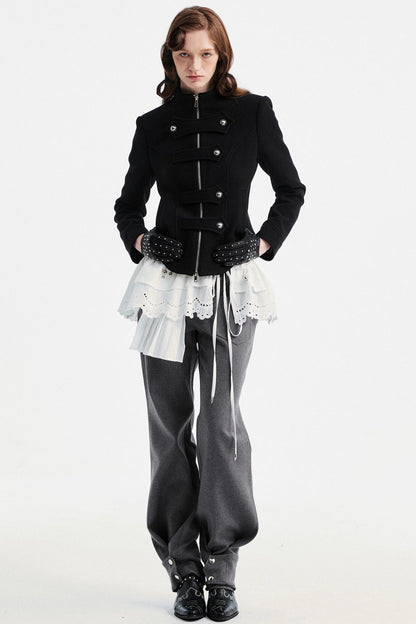 Gray Tapered Flared Pants