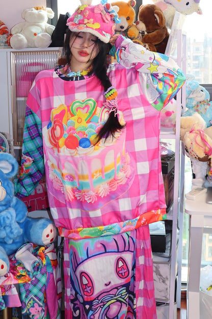 Y2K Plaid Sweatshirt Top