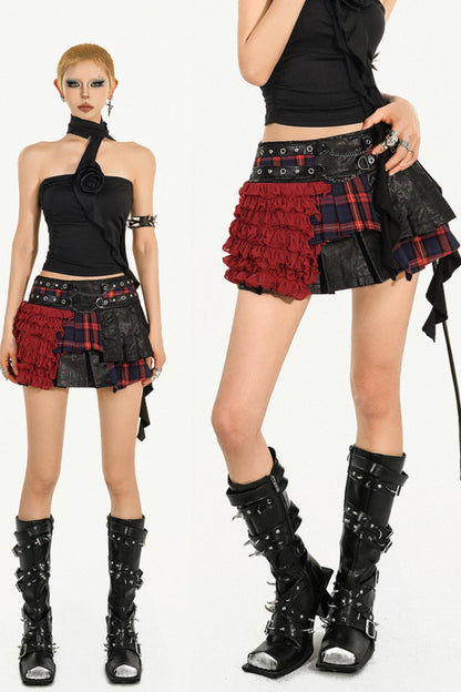 Retro Spice Plaid Bustier Skirt