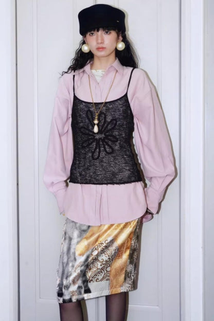 Solid Color Embroidery Vest Top