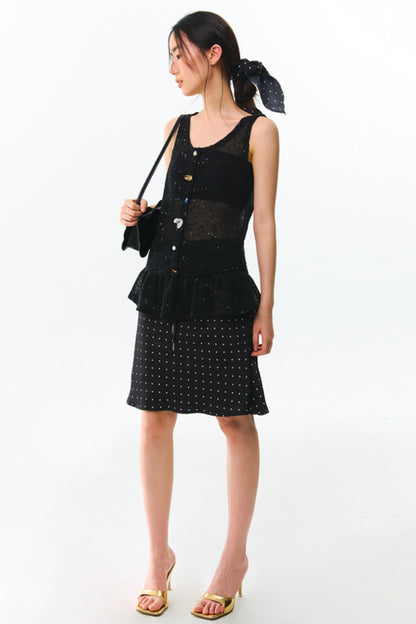 Shards Sequin Ruffled Top