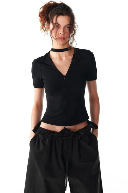 Slim Zipper Raglan Top