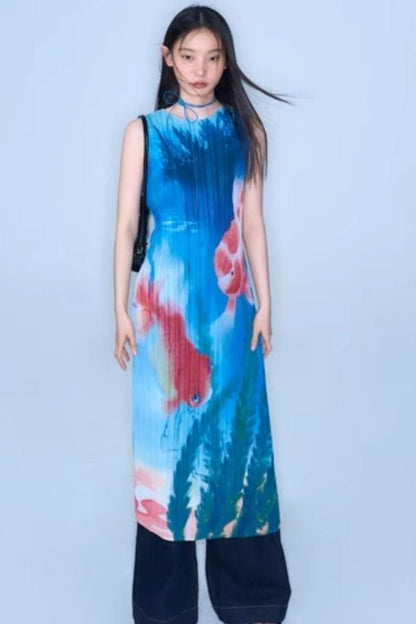 Vintage Goldfish Print Dress