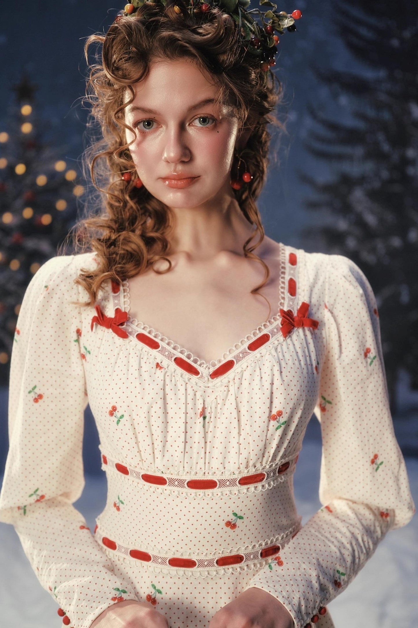 Red Velvet Lace Corset Dress Set-Up