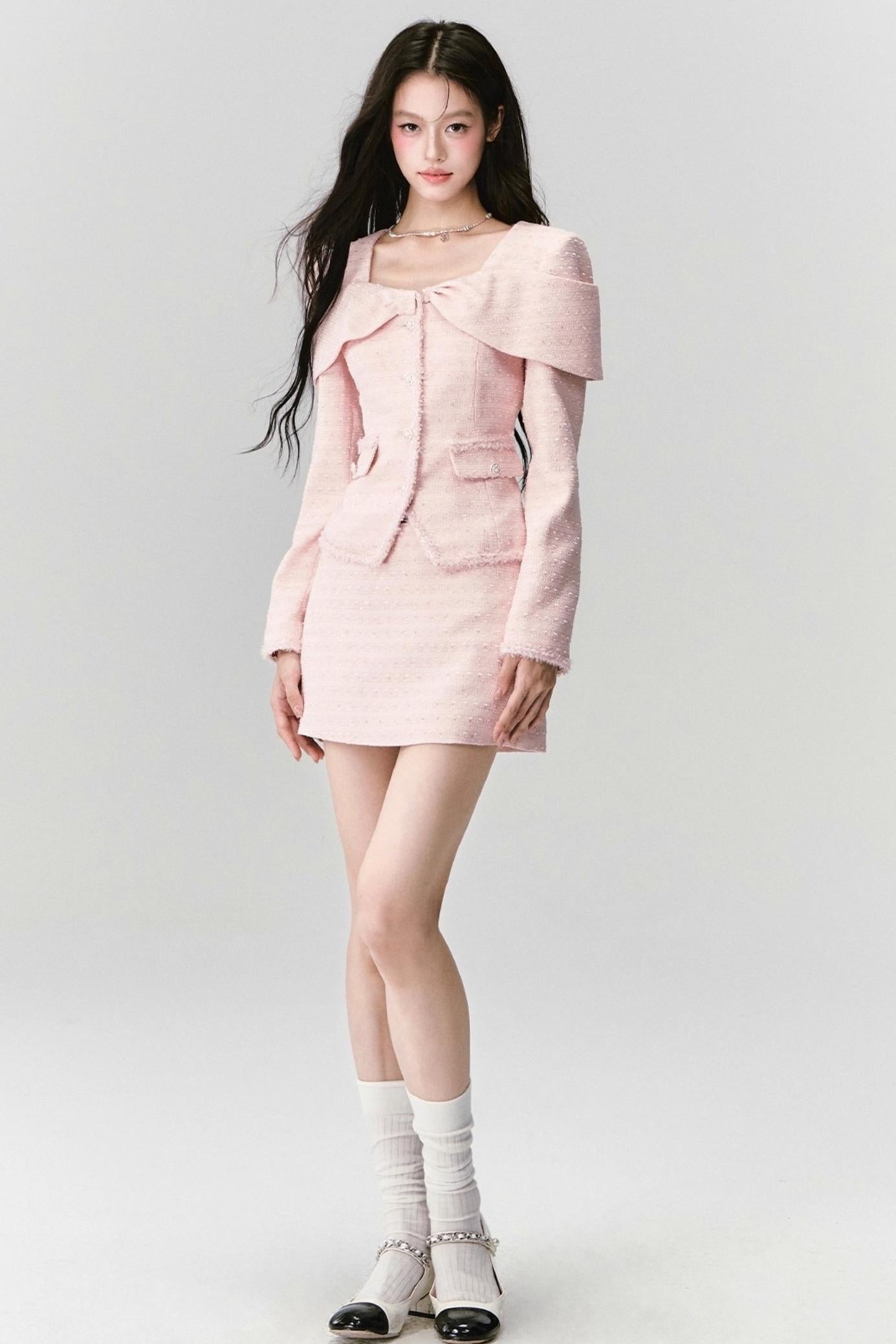 Pink French Tweed Skirt Set-Up