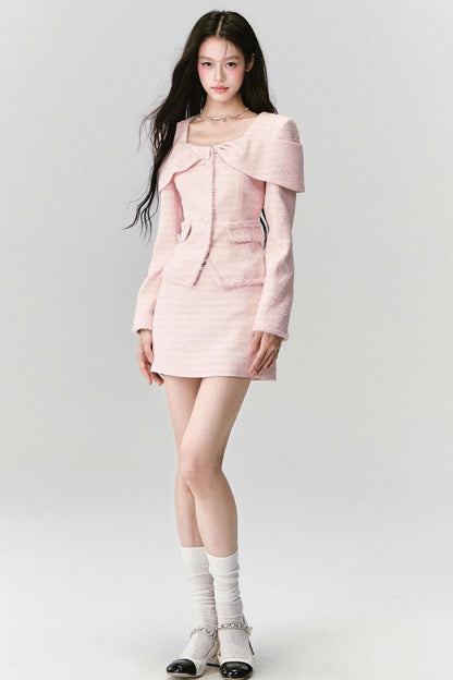 Pink French Tweed Skirt Set-Up