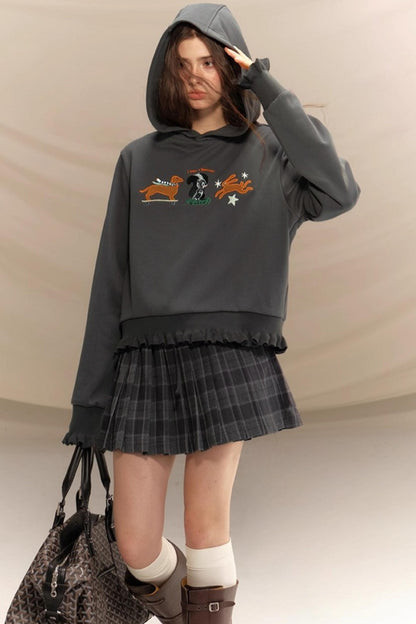 Gray Plaid Pleated Skirt