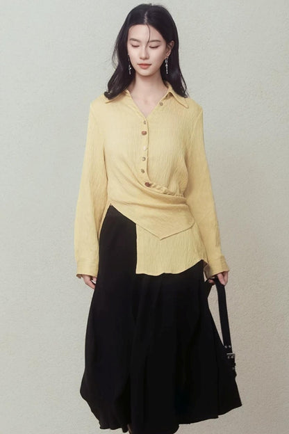 Pale Yellow Stone Button Shirt
