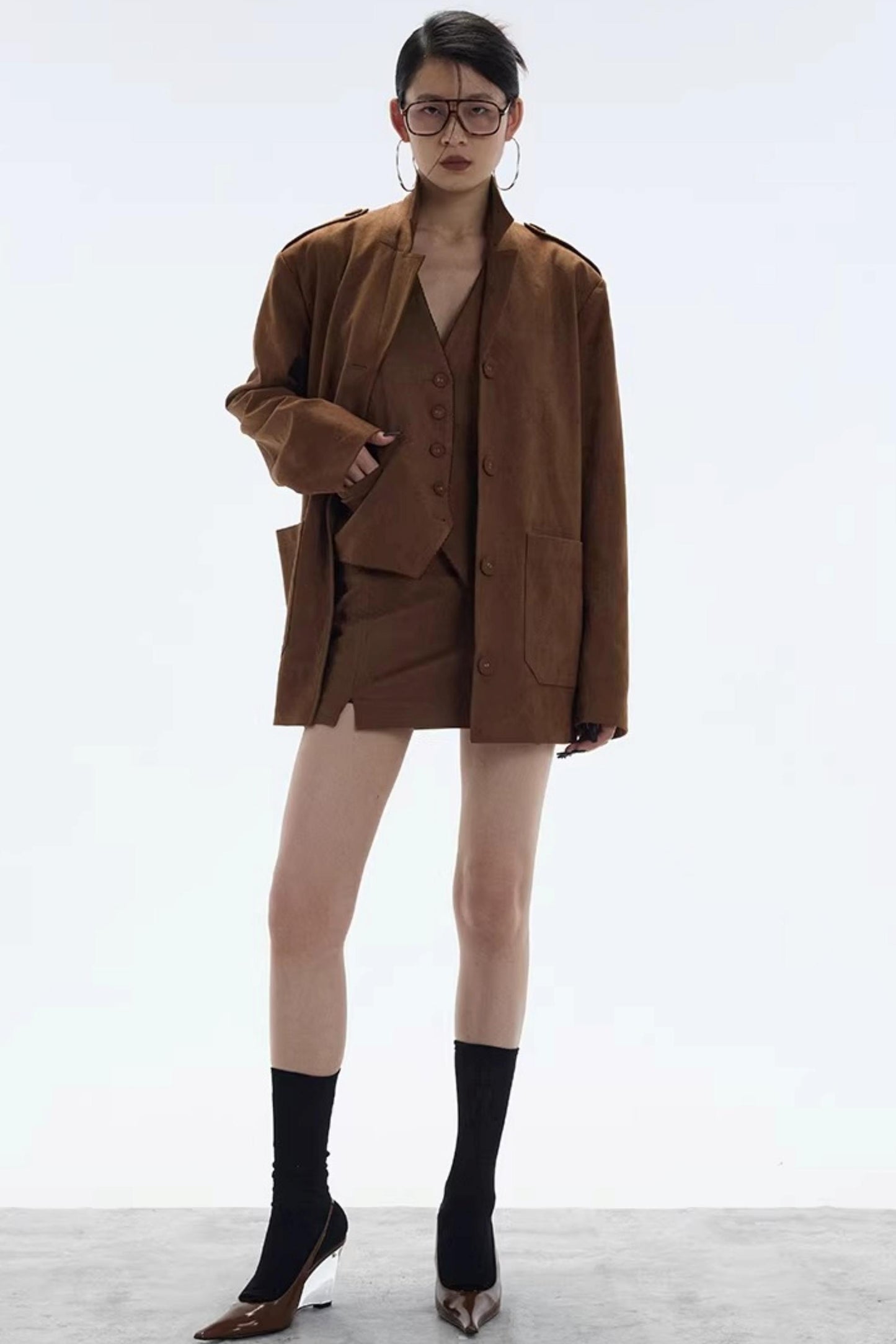 Hazelnut Suede Mini Skirt