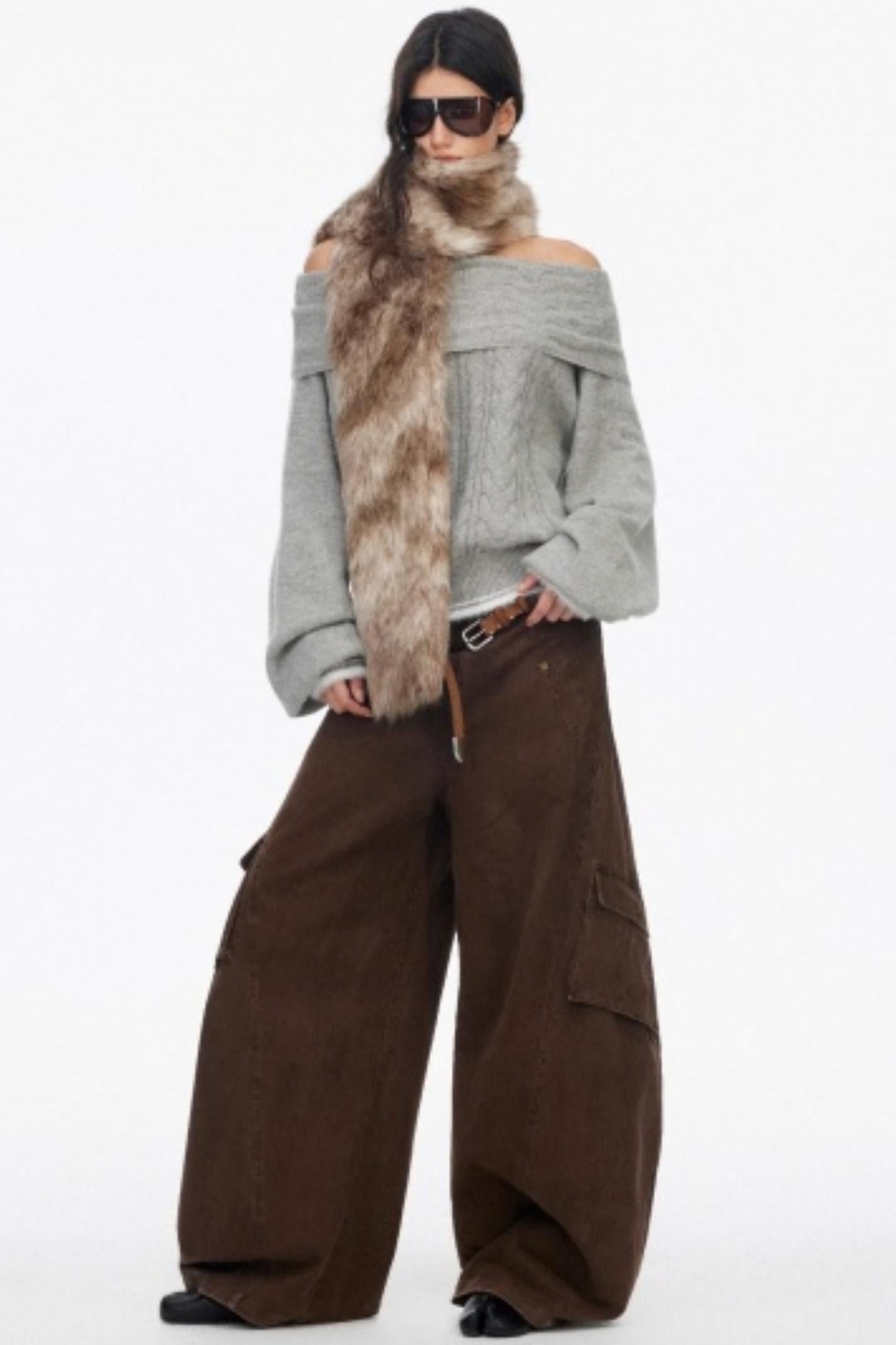 Distressed Wide-Leg Cargo Pants