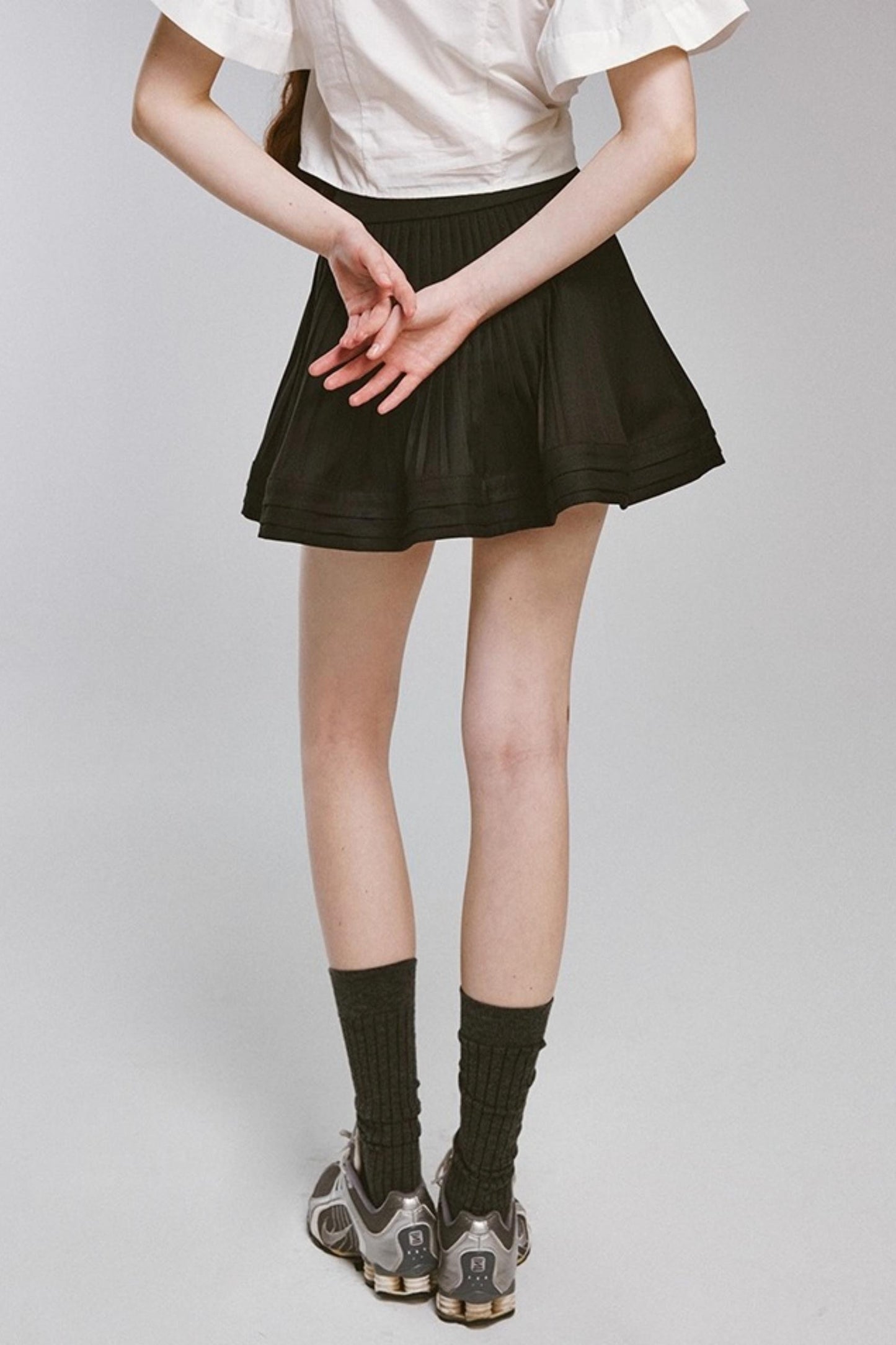 Waist Shape Short Pleated Skirt