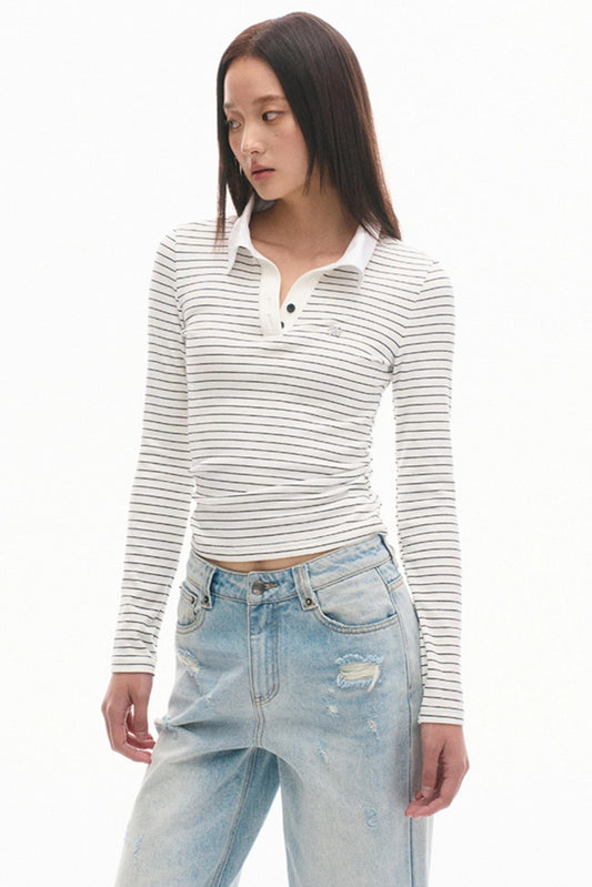 Classic Stripe Polo Top