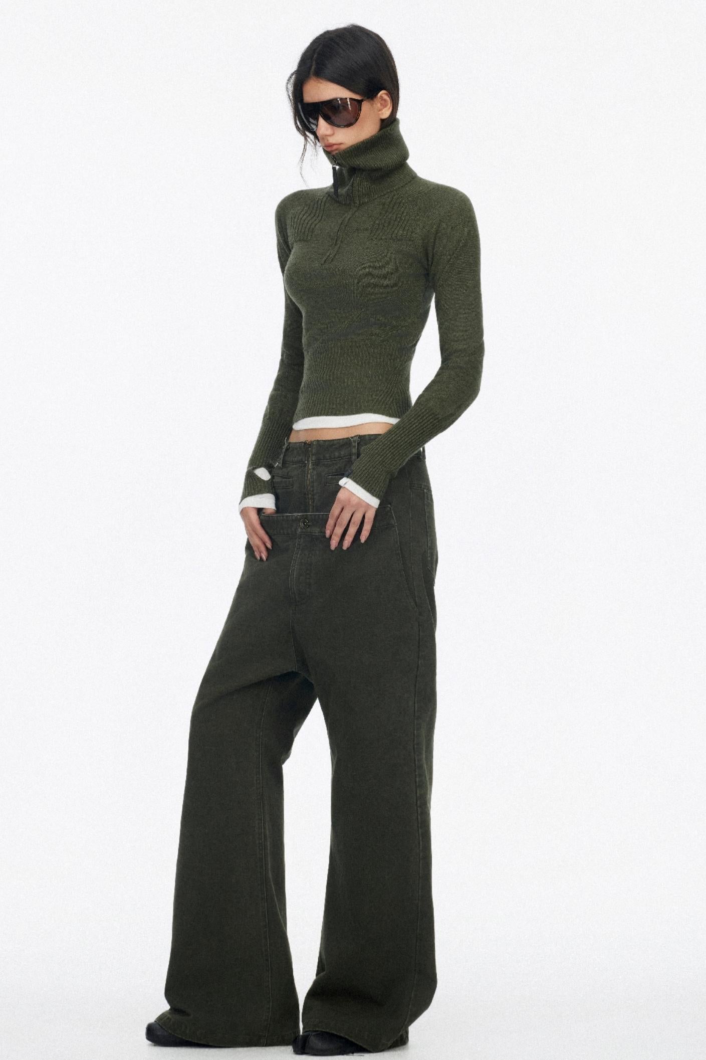 Half-High Collar Knit Top