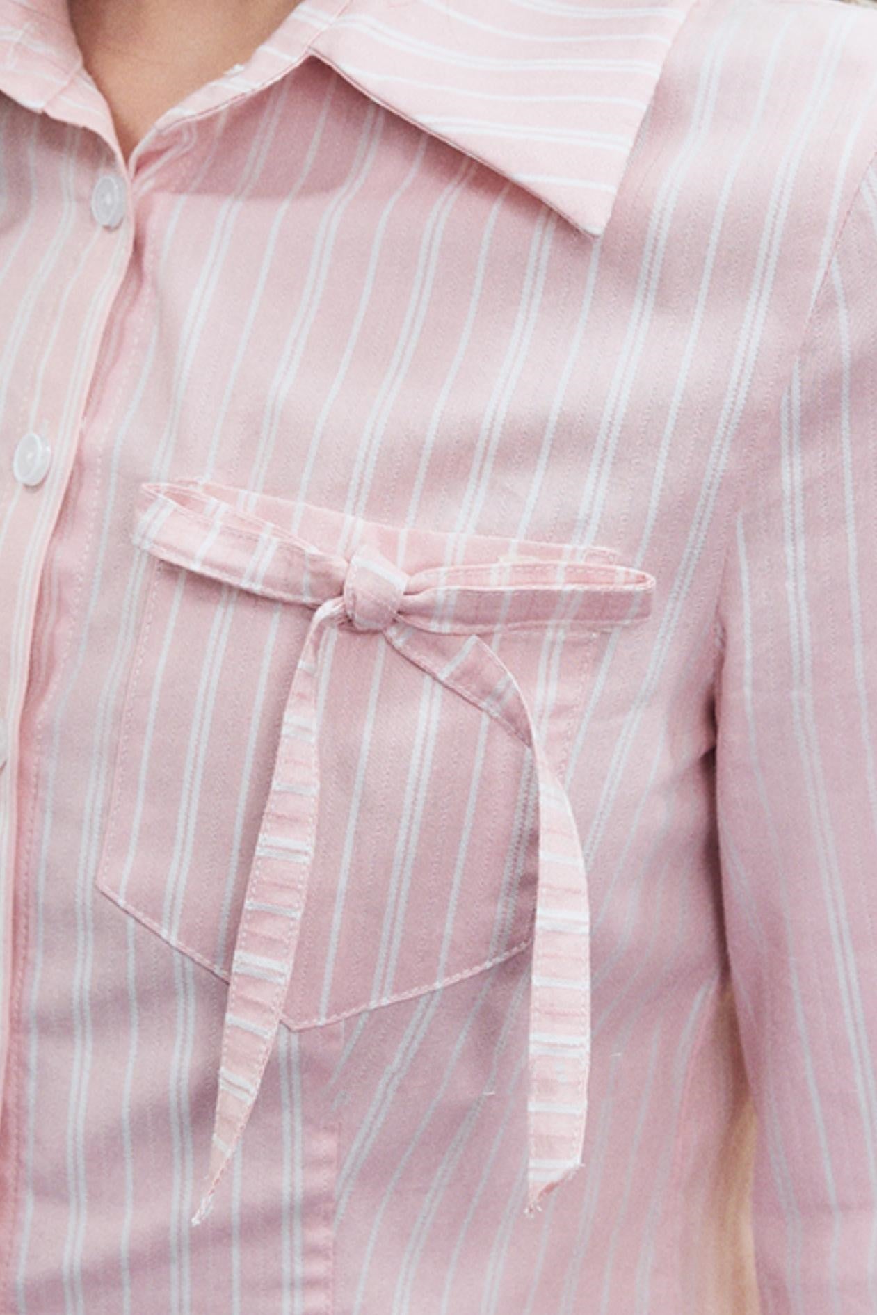 Chic Striped Short Shirt & Skirt Set-Up