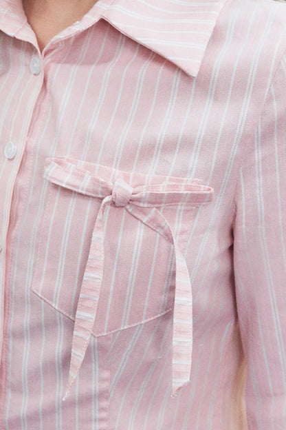 Chic Striped Short Shirt & Skirt Set-Up