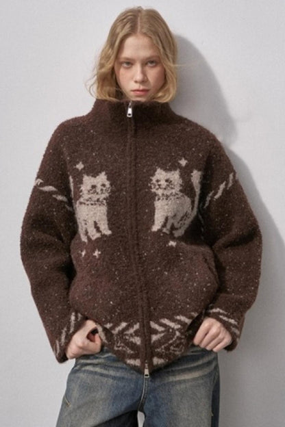 Star Kitty Jacquard Cardigan