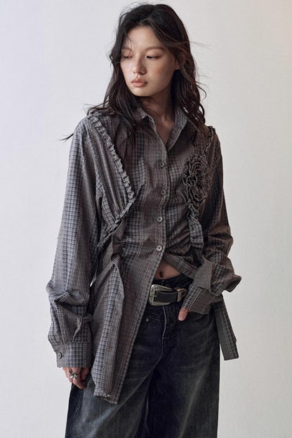 Petal Plaid Flower Shirt Set-Up