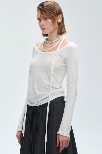 Tie-Neck Knit Top