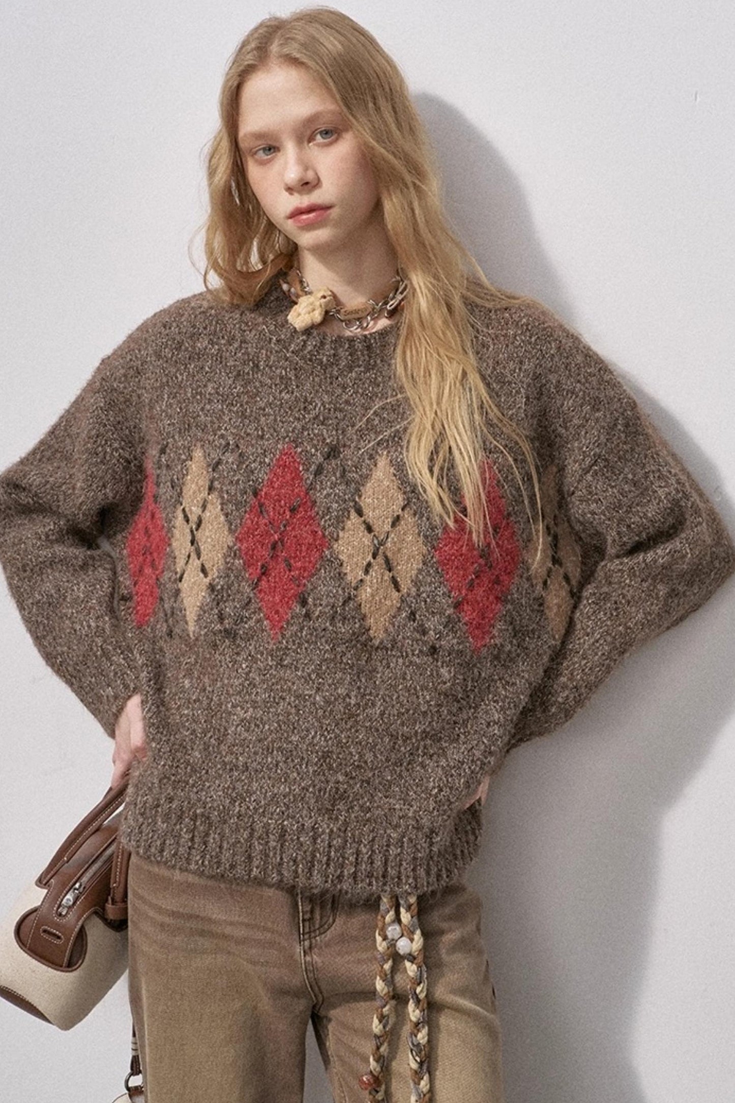 Floral Diamond Knit Sweater