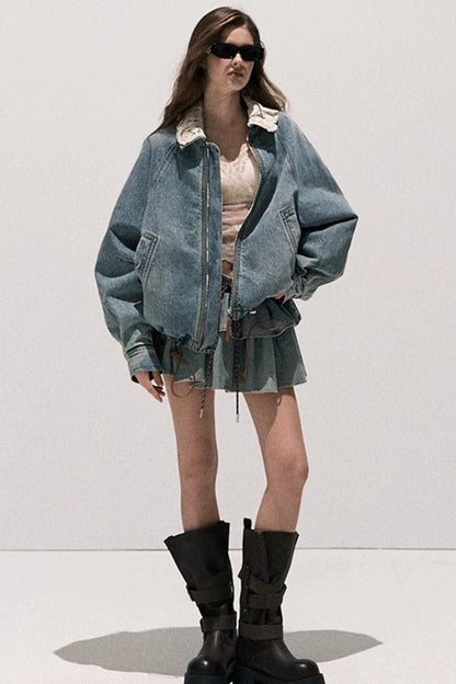 Vintage Crochet Denim Jacket Set-Up