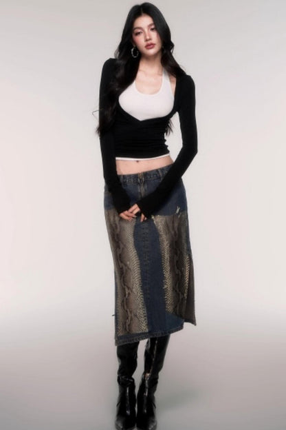 Two-Piece Halterneck Long Sleeve Top