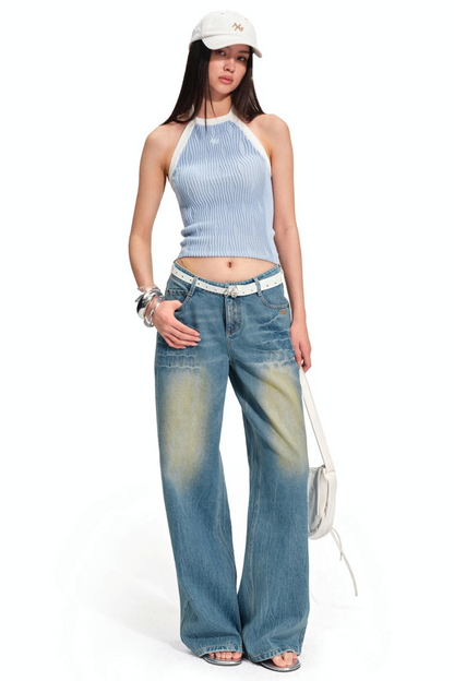 Wool Irregular Color-Block Vest