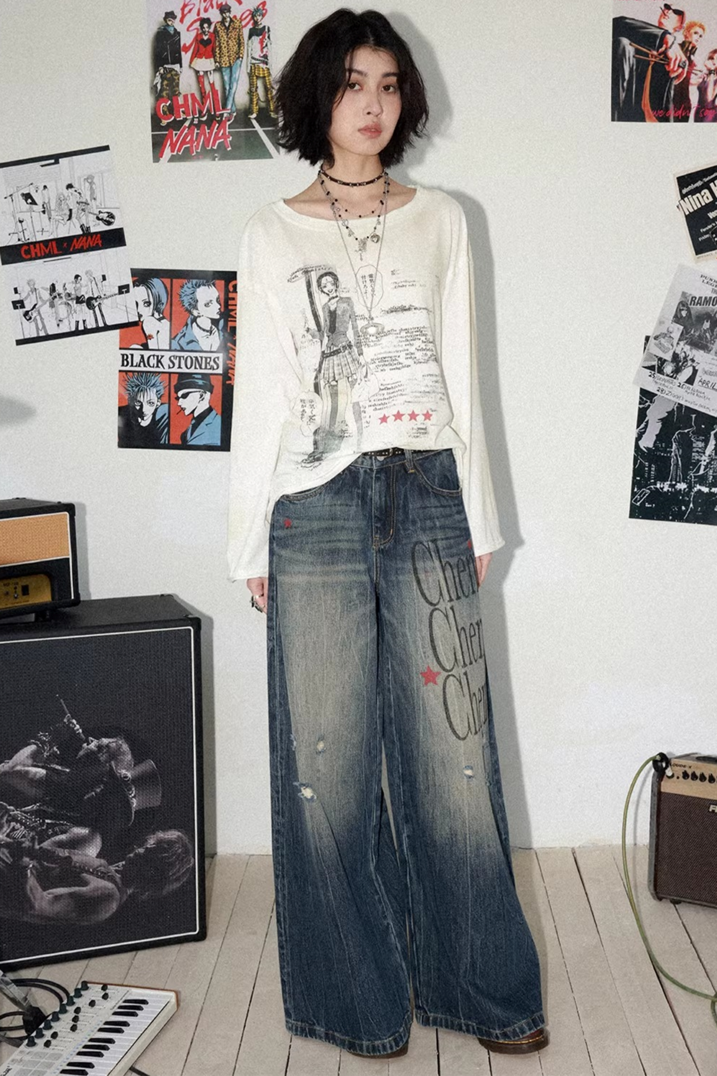 Vintage Distressed Printed Top