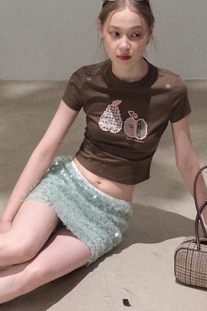 Sequin A-Line Mini Skirt