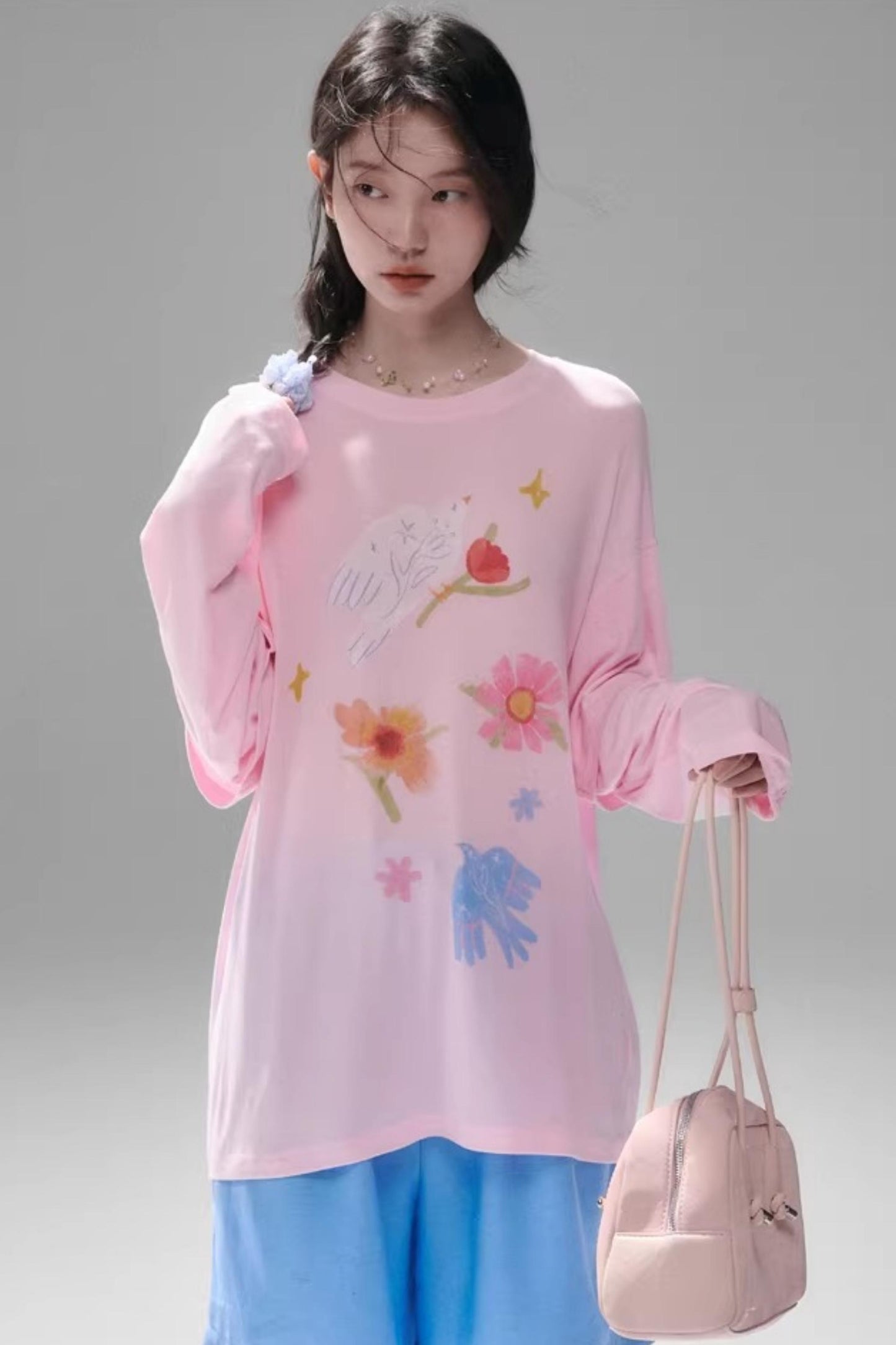 Bird and Floral Tencel Blouse