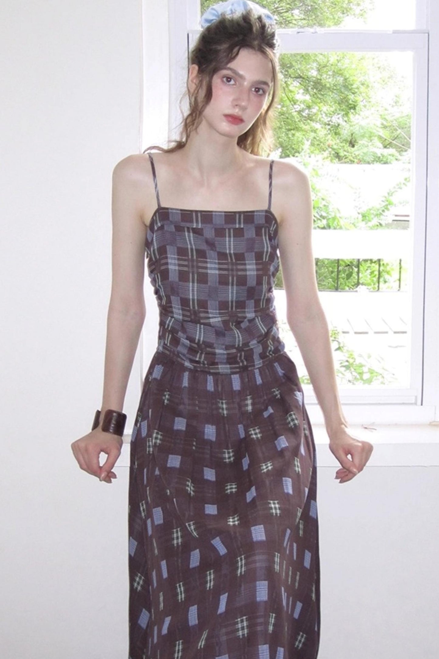 Fall Check Slip Dress