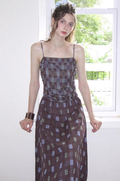 Fall Check Slip Dress