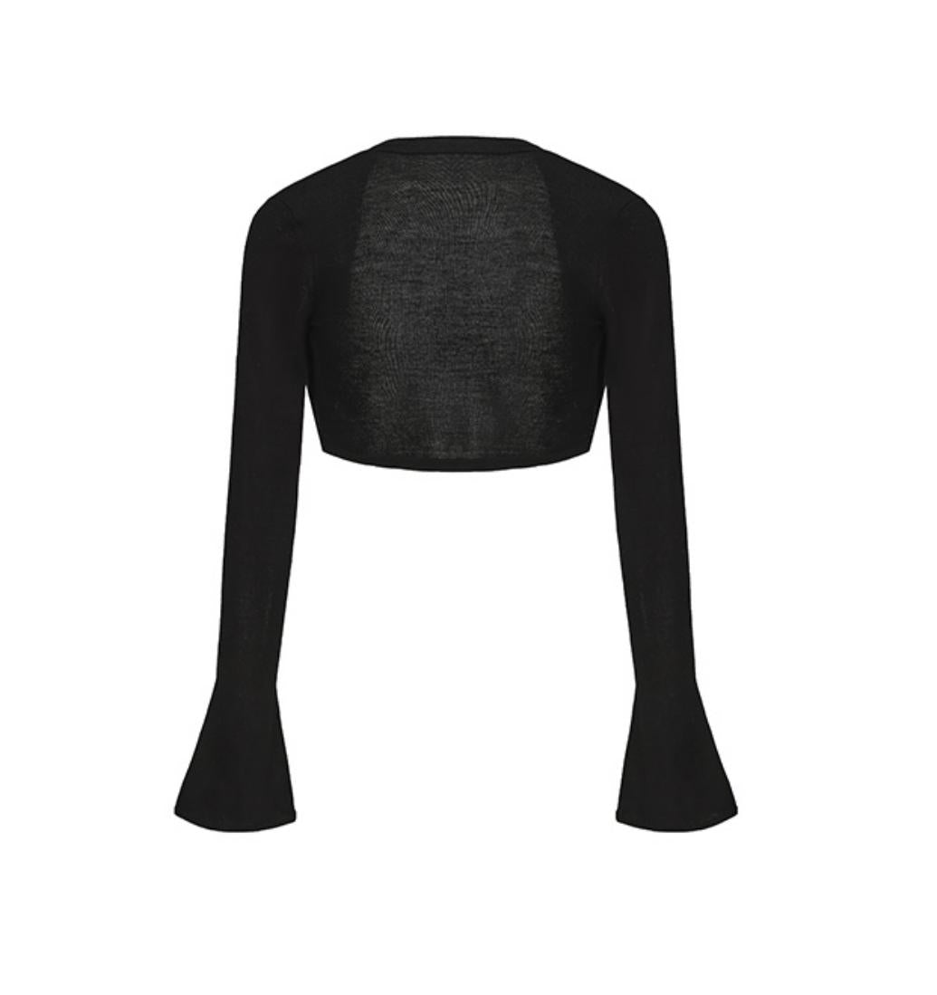 Cozy Merino Wool Flare Sleeve Cardigan