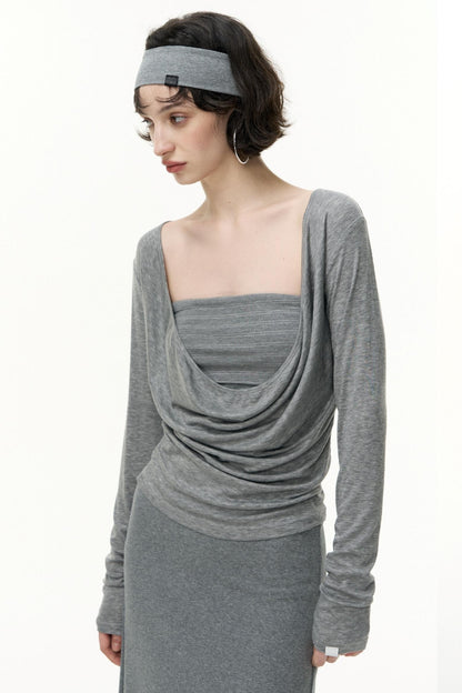 Fantasy Lyocell Collar Long-Sleeved T-Shirt