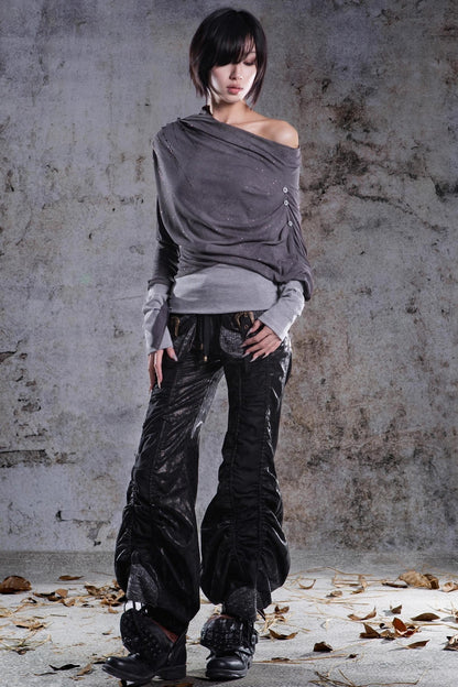 Original Irregular One-Shoulder Knitted Top