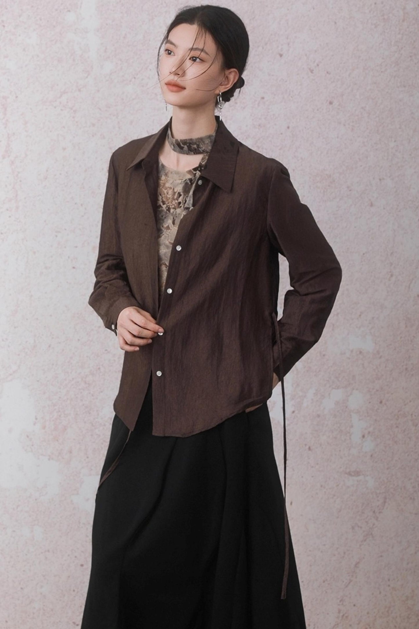 Autumn Acetate Chinese Shirt