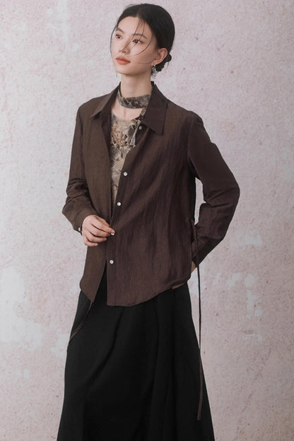 Autumn Acetate Chinese Shirt