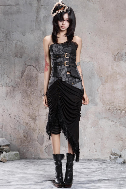 Patchwork Knit Skirt