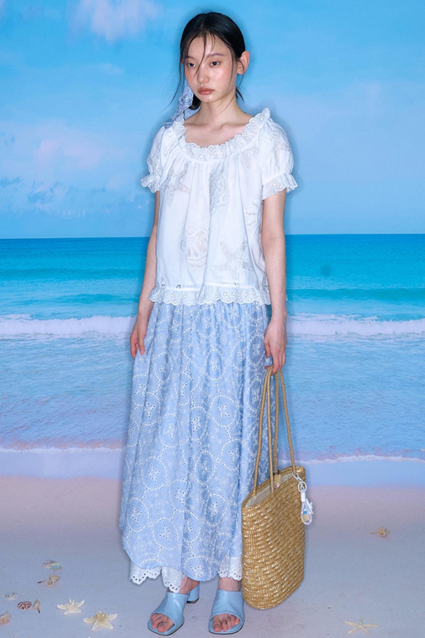 Linen Blend Top & Skirt Set-Up