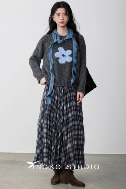 Fog Gray Floral Sweater