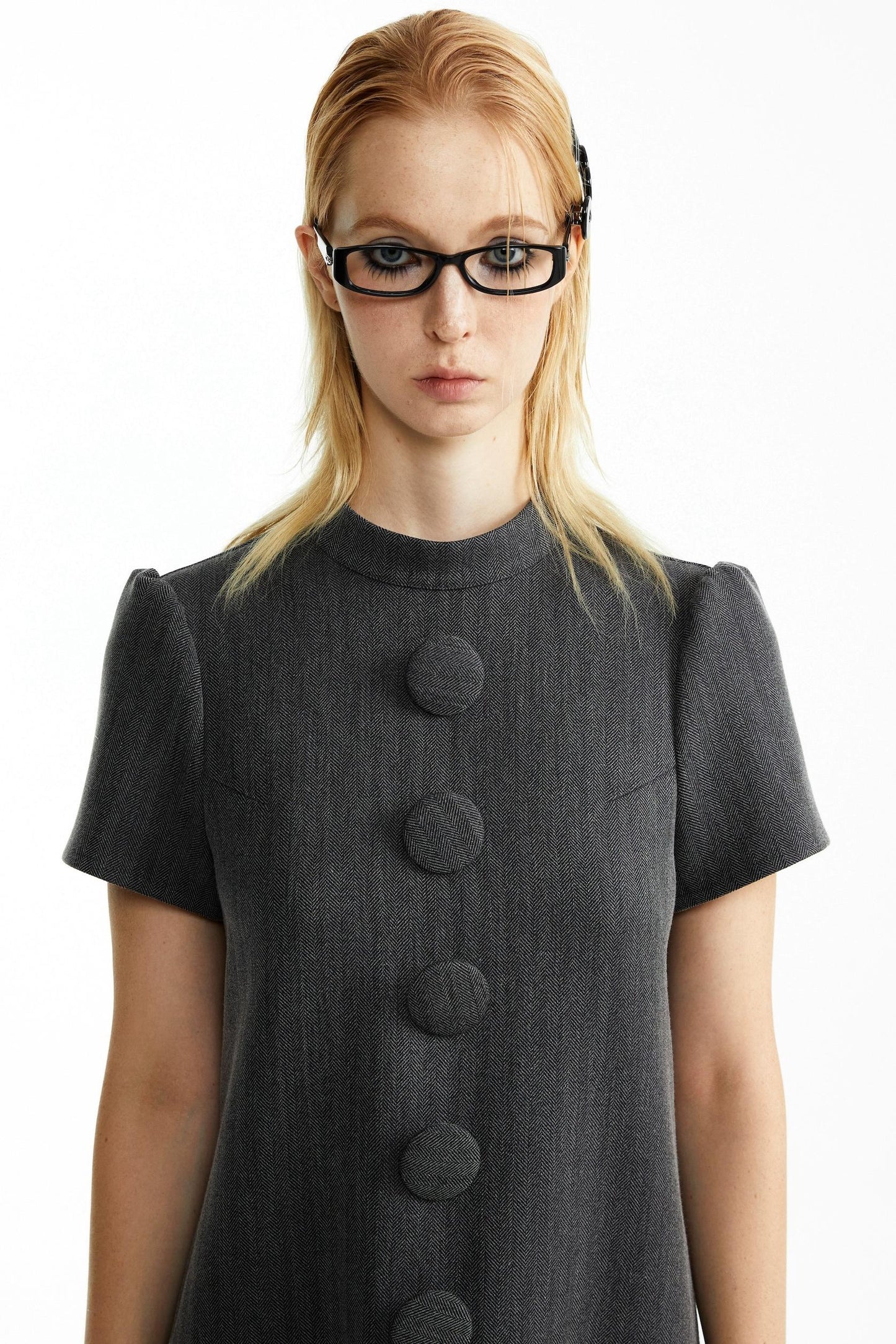 Dark Grey Large Button Dress