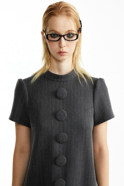 Dark Grey Large Button Dress
