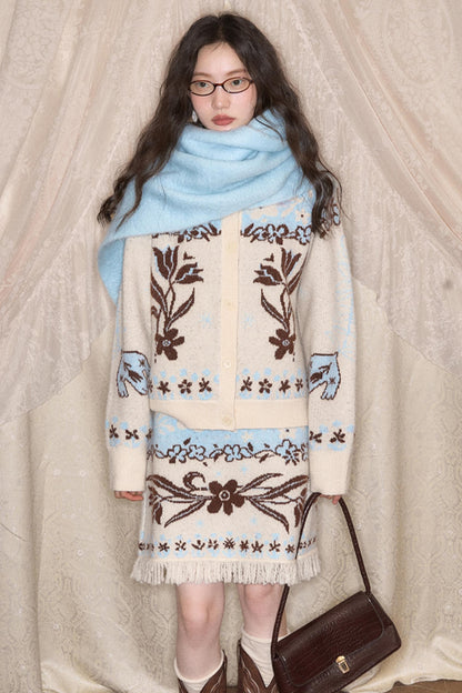 Paradise Jacquard Tulip Cardigan Set-Up