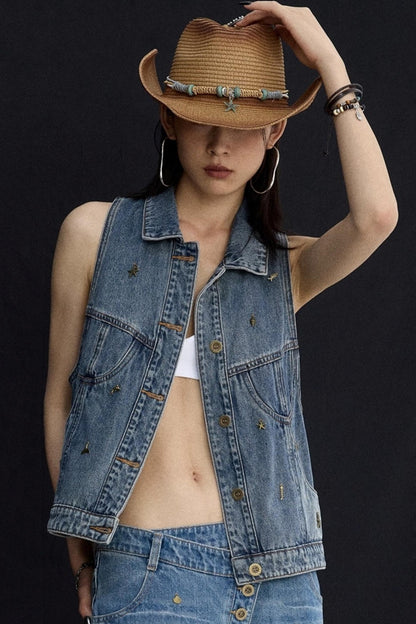 Ocean Blue Denim Vest